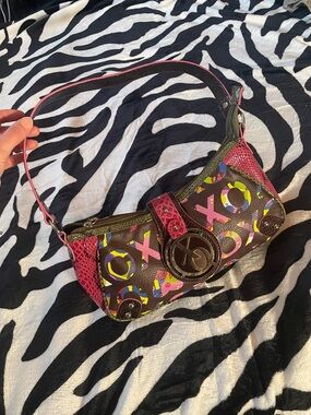 Y2K XOXO Pink and Brown Mini Shoulder Bag